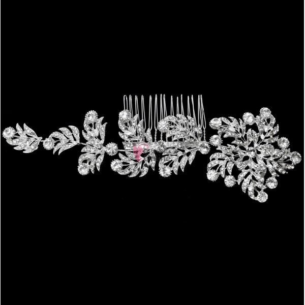 Accesoriu modern pentru decor par CA038BB Argintiu cu cristale